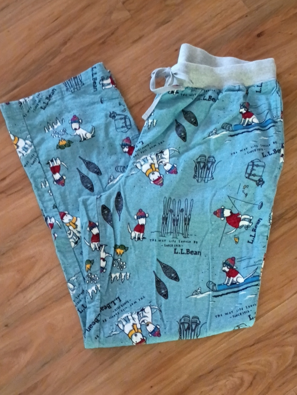 L.L. Bean Women's Blue Dog Print Pajama Pants Tall Inseam
